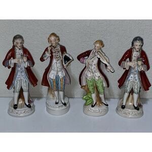 Rare Vintage Lot Of 4 Men Victorian Royal Figurines Made In Occupied Japan 10”